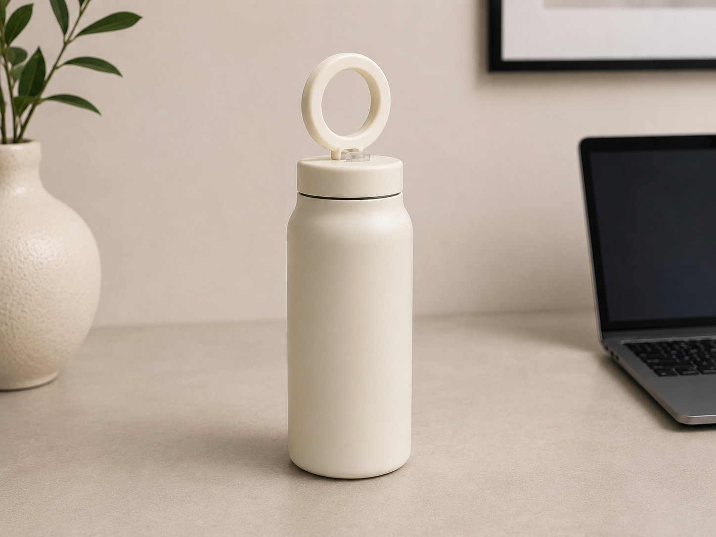 Bouteille d'eau magnétique personnalisée de 24 oz avec paille rabattable