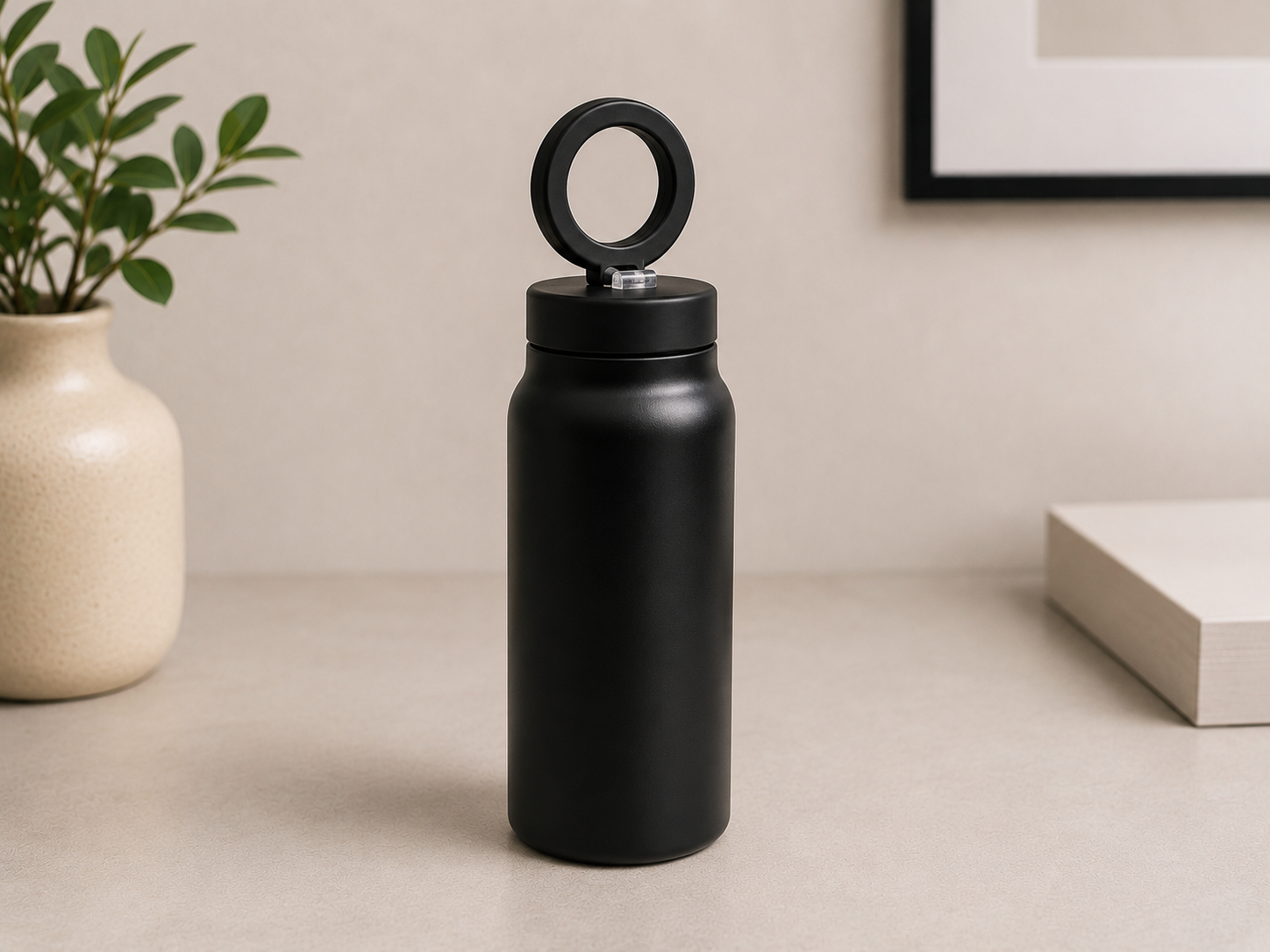 Bouteille d'eau magnétique personnalisée de 24 oz avec paille rabattable