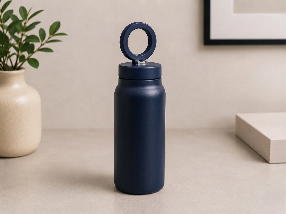 Bouteille d'eau magnétique personnalisée de 24 oz avec paille rabattable