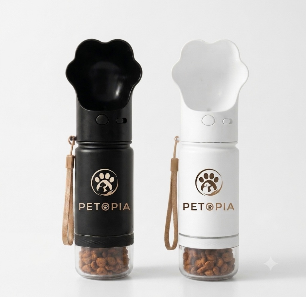Distributeur Nomade Eau & Croquettes 2-en-1 pour Chien et Chat – Petopia