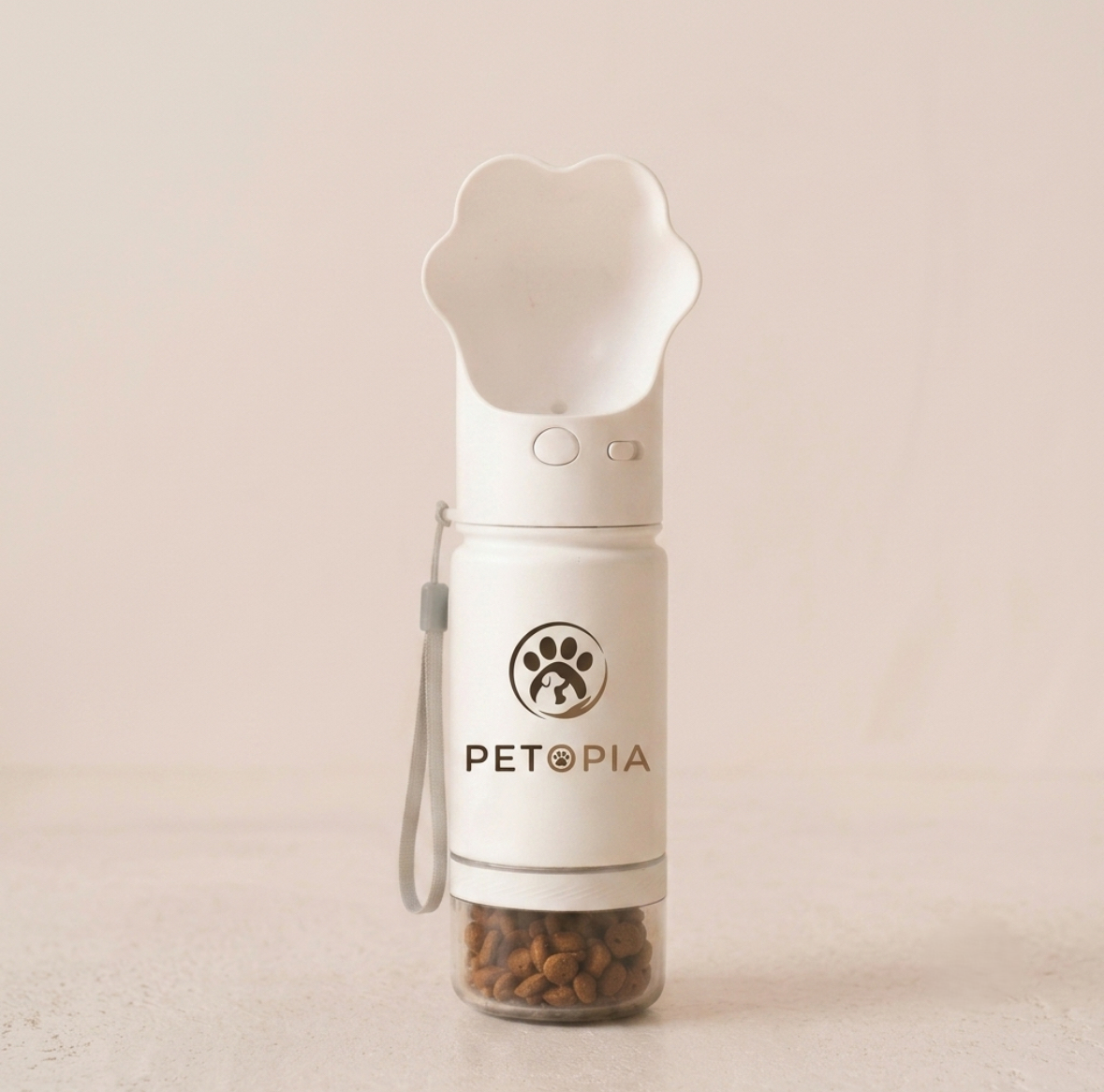 Distributeur Nomade Eau et Croquettes Petopia pour chien et chat, coloris noir et blanc