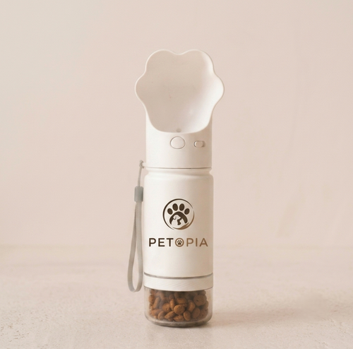 Distributeur Nomade Eau et Croquettes Petopia pour chien et chat, coloris noir et blanc